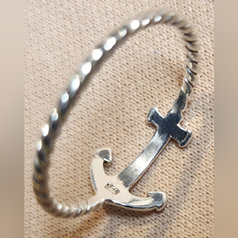 STERLING SILVER ROPE ANCHOR RING SIZE 8.5 - Picture 4 of 13